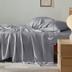Bedsure Cooling Sheets Twin XL, Rayon Derived from Bamboo, Breathable & Soft Twin XL Sheet Sets, Deep Pocket Up to 16 Inches, Hotel Luxury Silky Dorm Bedding for Hot Sleepers, Silver Grey