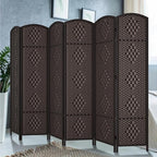 Rose Home Fashion 6 ft Tall Room Divider, Room Dividers and Folding Privacy Screens, 15.7in Privacy Screen 6 Panel Partition Temporary Wall Separation for Private, Dark Coffee