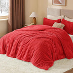 BEDELITE Fleece Twin Comforter Set -Super Soft & Warm Fluffy Red Bedding, Luxury Fuzzy Heavy Bed Set for Winter with 1 Pillow case