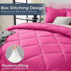 HEVUMYI Hot Pink & Baby Pink Full Comforter Set - 7-Piece All Season Bed in a Bag Full, Ultra Soft Bedding Set with Comforter, Flat Sheet, Fitted Sheet, Pillowcases, Pillow Shams