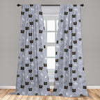 Ambesonne Outer Space Window Curtains, Astronaut Cats Exploring The Universe on Dotted Background, Lightweight Decor 2-Panel Set with Rod Pocket, Pair of - 28" x 63", Purple Grey