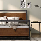ZINUS Suzanne Bamboo and Metal Platform Bed Frame with Footboard, Wood Slat Support, No Box Spring Needed, Easy Assembly, Twin