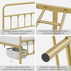 Yaheetech Classic Metal Platform Bed Frame Mattress Foundation with Victorian Style Iron-Art Headboard/Footboard/Under Bed Storage No Box Spring Needed Full Size Antique Gold