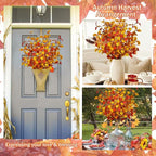 16pcs Artificial Fall Leaves Stems, 27" Fall Flowers Eucalyptus Leaves Branches Faux Fall Leaf Spray Fall Decorations for Home Floral Arrangement Autumn Table Centerpiece