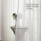 Neutral Linen Sheer Pinch Pleated Sliding Door Curtains, 2x50 Inches Width, Ivory Beige Light Filtering Drapes 108 Inches Long, Textured Farmhouse Floor to Ceiling Window Curtain Panels