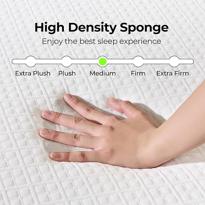 Rolanstar 6 Inch Twin Mattress Gel Memory for Cool Sleep & Pressure Relief, Medium Firm Feel, CertiPUR-US Certified, Mattress in a Box, White