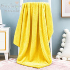 Exclusivo Mezcla Fleece Throw Blanket, Super Soft and Warm Blankets for Couch, Sofa and Bed Waffle Textured, Cozy, Fuzzy and Lightweight (Vibrant Yellow, 40x50 Inches)