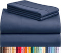 LuxClub 4 PC Full Sheet Set, Breathable Luxury Bed Sheets, Deep Pockets Wrinkle Free Cooling Bed Sheets Machine Washable Hotel Bedding Silky Soft - Navy Full