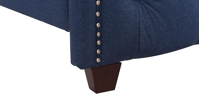 Jennifer Taylor Home Marcella Tufted Wingback Bed, Queen, Dark Sapphire Blue