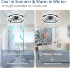 LEDIARY 24 Inch Ceiling Fans with Lights and Remote, Modern Dimmable Low Profile Ceiling Fan, Black Flush Mount Ceiling Fan with 3 CCT and 6 Speeds