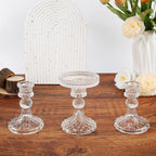 Unity Candle Holder - Glass Candle Holders for Pillar Candles Taper Candles, Glass Candlestick Holders Set of 3, Decorative Clear Glass Candlestick Holder for Wedding Table Dinning Church Centerpiece