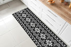 Custom Length Cut to Size Tribal Ethnic Southwestern Inspired Hallway Runner Rug, Non Slip Rubber Backed, 31 inch Wide X Customized Length, Aztec Black, 31 inch X 9 feet