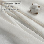 Neutral Linen Sheer Pinch Pleated Sliding Door Curtains, 2x50 Inches Width, Ivory Beige Light Filtering Drapes 96 Inches Long, Textured Modern Farmhouse Window Curtain Panels
