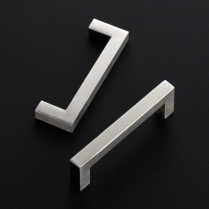 Ravinte 32 Pack 4 Inch Kitchen Square Cabinet Handles Satin Nickel Pulls Brushed Nickel Kitchen Cabinet Hardware Handles for Cupboard Drawer Pulls