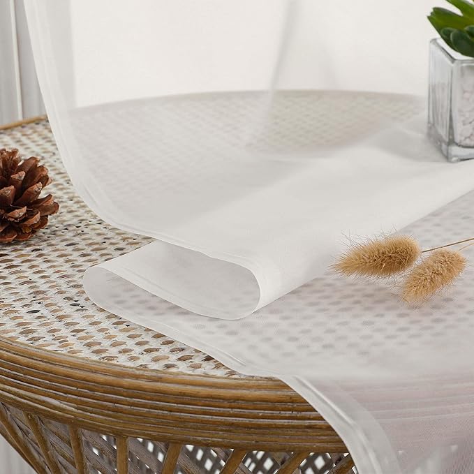 OVZME Ivory Sheer Curtains 108 Inches Long 2 Panels Set, Extra Wide Solid Lightweight & Airy Gauzy Window Treatments with Light Filtering for Patio Sliding Door, 59Wx108L Inches