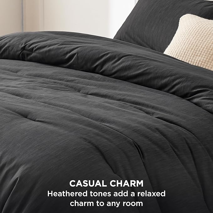 Bedsure King Size Comforter Set - Black Soft Bedding for All Seasons, Cationic Dyed Bed Set, 3 Pieces, 1 King Size Comforter (104"x90") and 2 Pillow Shams (20"x36"+2")
