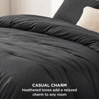 Bedsure Twin/Twin XL Comforter Set - Black Soft Bedding for All Seasons, Cationic Dyed Bed Set, 2 Pieces, 1 Twin Size Comforter (68"x88") and 1 Pillow Sham (20"x26"+2")