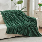 NEWCOSPLAY Super Soft King Blanket Dark Green Premium Silky Flannel Fleece Leaves Pattern Lightweight Bed Blanket All Season Use (Dark Green, King(90"x110"))