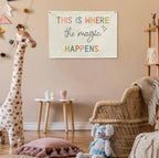Boho Rectangular Banner Flag Wall Sign Decor Gift for Baby Boy Girl Kids,Nursery Baby Room Bedroom Living Room Office Decor-This Is Where the Magic Happen-Baby,Shower Birthday Christmas Gift