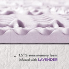 Mellow 1.5 Inch 5-Zone Memory Foam, Soothing Lavender Infusion, Full Mattress Topper