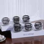 Woho Smoke Grey Ribbed Votive Candle Holder Set of 12, Vintage Tea Lights Candle Holder for Halloween Decorations, Glass Tealight Candle Holders for Holiday Party/Home Decor (Grey, 2.1" H X 2.75" D)