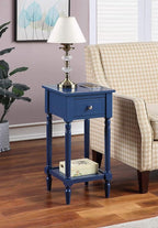 Convenience Concepts French Country Khloe 1 Drawer Accent End Table 14" - Traditional Farmhouse Side Table with Storage Drawer and Shelf for Living Room, Cobalt Blue