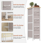 Somdot Narrow Dresser with 4 Drawers, Slim Storage Organizer Chest of Drawers with Removable Fabric Drawers for Small Spaces Bathroom Closet Bedroom Laundry, Ash Grey