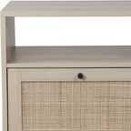 Nathan James Mina Rattan Wood End Side Accent Table Nightstand with Storage for Living Room or Bedroom, 1, Oak/Black