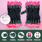 LAMPHOME Super-Bright Extendable Pink Christmas Lights Decoration 150Lights 31.9ft UL Certified Mini Bulb String Lights Set for Outdoor Christmas Tree Garden Holiday Party Patio Wedding Garland Decor