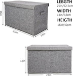popoly 2 Pack Large Toy Box Chest with Lid, Collapsible Sturdy Toy Storage Organizer Boxes Bins Baskets for Kids, Boys, Girls, Nursery, Playroom, 25"x13" x16" (Linen Gray)