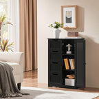 Yaheetech Wooden Bathroom Floor/Side Storage Organizer Cabinet with 4 Drawers and 1 Cupboard, Freestanding Entryway Storage Unit Console Table for Home Decor