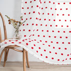 MYSKY HOME Pom Pom Curtains for Girls Bedroom 63 Inch Long Red Nursery Curains for Kids Room Sheer Curtains for Christmas Living Room Playroom Rod Pocket Window Drapes 52" x 63" Set of 2