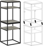 Furinno Simplistic End Side Night Stand/Bedside Table with Stainless Steel Tubes, Stackable Metal Frame, French Oak Grey