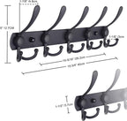 Dseap Coat Rack Wall Mounted - 5 Tri Hooks, Heavy Duty, Stainless Steel, Metal Coat Hook Rail for Coat Hat Towel Purse Robes Mudroom Bathroom Entryway, Blue