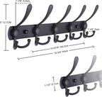 Dseap Coat Rack Wall Mounted - 5 Tri Hooks, Heavy Duty, Stainless Steel, Metal Coat Hook Rail for Coat Hat Towel Purse Robes Mudroom Bathroom Entryway,Grey