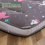 MAXYOYO Futon Mattress, Unicorn Pattern Japanese Floor Mattress Quilted Bed Mattress Topper, Extra Thick Folding Sleeping Pad Breathable Floor Lounger Guest Bed for Camping, Grey, Twin