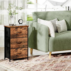 Somdot Dresser for Bedroom with 3 Drawers, Storage Organizer Chest of Drawers with Removable Fabric Bins for Closet Bedside Living Room Laundry Entryway Hallway, Wood Grain Print