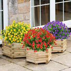 GREENRAIN Artificial Flowers Outdoor Fake Flowers for Decoration UV Resistant No Fade Faux Plastic Plants Garden Porch Window Box Décor (18 Bundles, 6#Red)