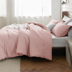 Bedsure King Size Comforter Set - Pink Soft Bedding for All Seasons, Cationic Dyed Bed Set, 3 Pieces, 1 King Size Comforter (104"x90") and 2 Pillow Shams (20"x36"+2")