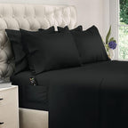 DREAMCARE California King Sheet Sets – 6 pcs Cooling Bed Sheets – up to 15” Deep Cal King Sheets – 2500 Supreme Collection – Extra Soft 100% Brushed Microfiber Hotel Luxury with Side Pocket – Black