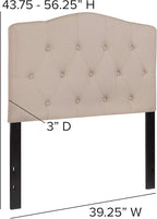 Flash Furniture Cambridge Tufted Upholstered Twin Size Headboard in Beige Fabric