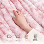Bedsure GentleSoft Sherpa Fluffy Blanket Queen Size for Bed - Fleece Warm and Cozy for Women Gift, Plush & Fuzzy Faux Fur Blanket for Couch, Sofa and Decor, Tie Dye Design, Pink, 90x90 Inches