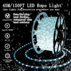 SURNIE LED Rope Lights Outdoor Waterproof: 150FT LED Rope Lighting Dimmable - 110V 6500K Daylight White String Light Tube Cuttable Connectable for Garden Patio Party Indoor Decoration, Not Flat Strip