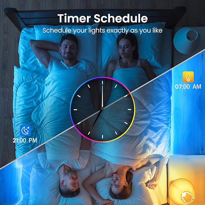 TJOY 100ft Smart Led Strip Lights for Bedroom, Work with Alexa, RGB Color Changing Music Sync Led Lights with App Remote,Multi-Color Wireless Led Strip Lighting for Bedroom (APP+Remote+Voice)