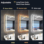 LED Bathroom Mirror 72"x 32",Front Lit and Backlit Bathroom Mirror with Lights,Stepless Dimmable,Anti-Fog, Shatter-Proof, Memory, 3 Colors Lighted Vanity Mirror (Horizontal/Vertical)