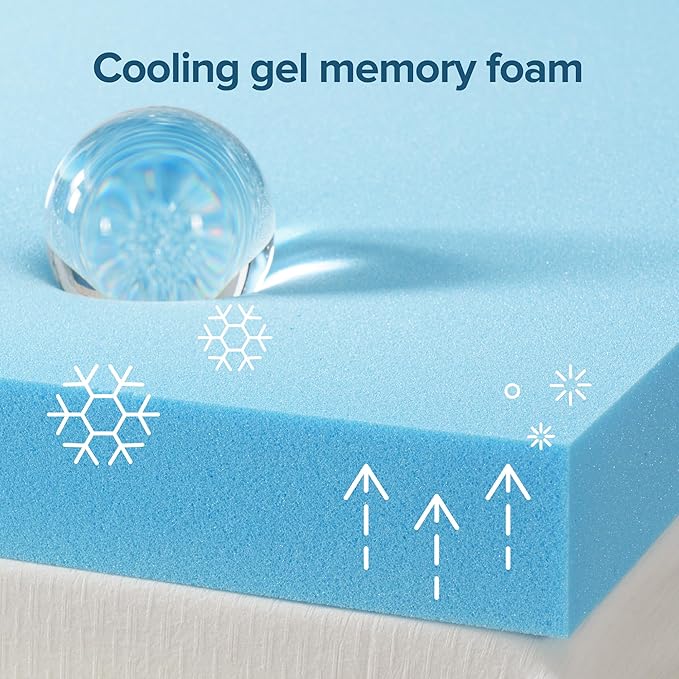 ZINUS 3 Inch Green Tea Cooling Gel Memory Foam Mattress Topper, Smaller, More Convenient WonderBox Packaging, Cooling Gel Foam, CertiPUR-US Certified, Twin