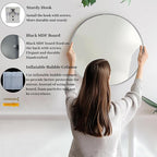 Silver Round Mirror 24 inch, Circle Mirror with Metal Frame, Silver Circle Mirrors for Living Room, Bathroom, Wall, Hallway.