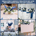 Zeyune 8 Pack 12 Inch Wedding Bouquets for Bride Bridesmaid Dark Blue and White Artificial Rose Bouquet Fake Silk Roses Flowers Bunches Bulk for Home Office Garden Parties Decoration