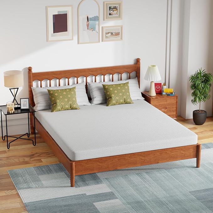 PayLessHere 5 inch Memory Foam Mattress Cooling Gel Green Tea Infused Mattress,Fiberglass Free,CertiPUR-US Certified,Cooler Sleep Supportive & Pressure Relief,White California King