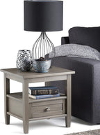 SIMPLIHOME Warm Shaker SOLID WOOD 20 inch Wide Rectangle Transitional End Side Table in Farmhouse Grey for the Living Room and Bedroom